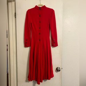 Winterberry Dress • Red Knit Long Sleeve Fit ‘n Flare